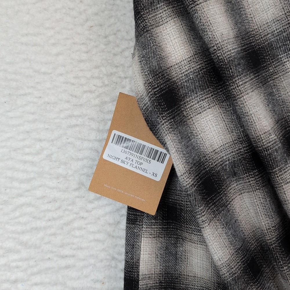 REFORMATION Jeans Aya Top Night Sky Flannel Relaxed Fit Button Down Blouse SZ XS - Picture 5 of 6